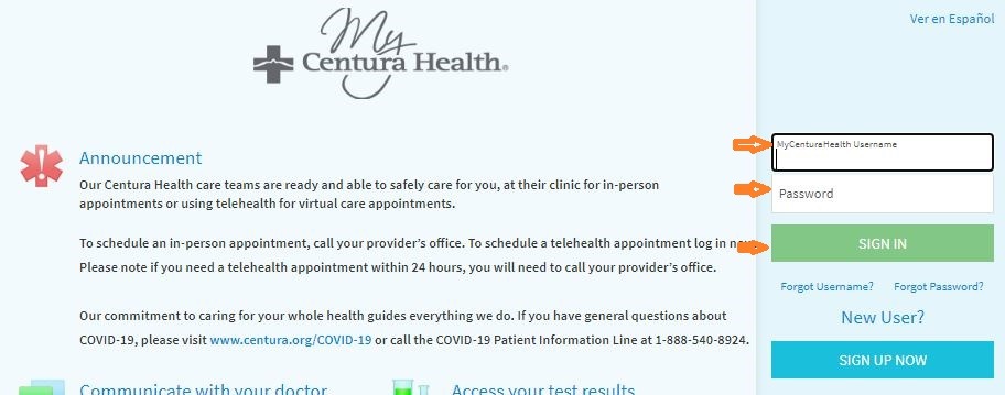 centura health login