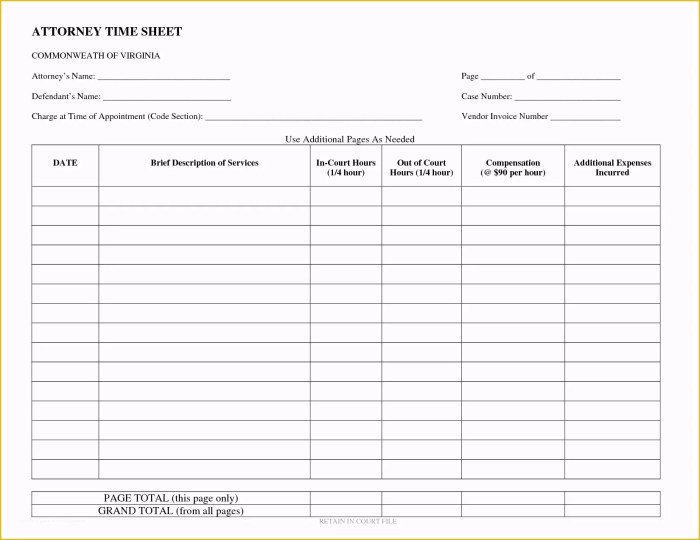 Attorney timesheet template