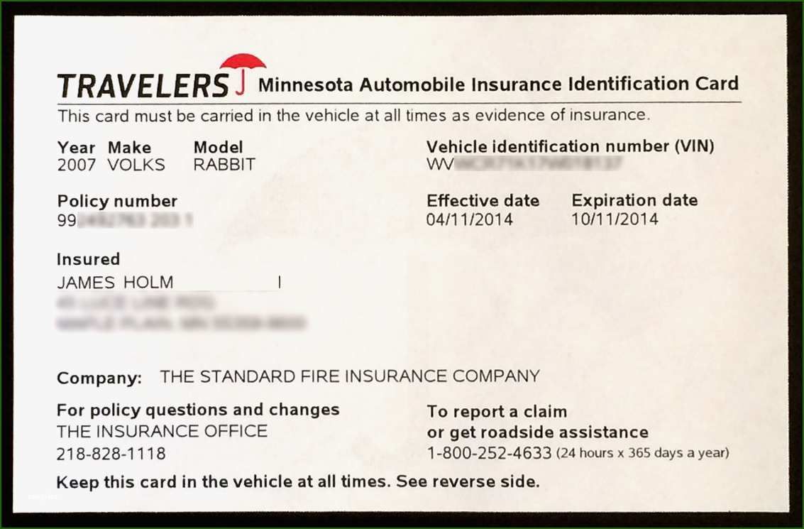 Car insurance card