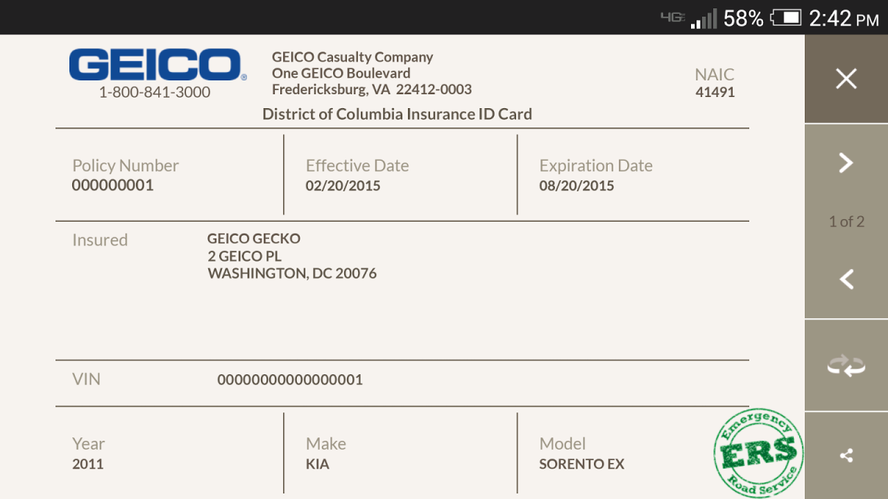 Insurance card geico pdf car cards printable template blank templates allstate fill online choose board health